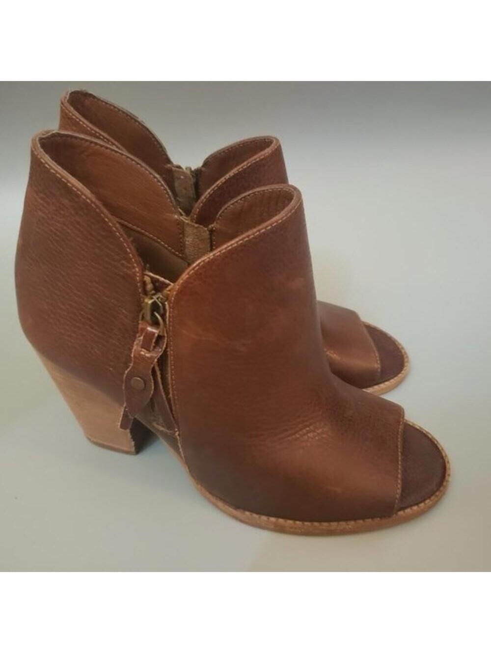 NWOB MIA Brown factory distressed ankle peep boots 9.M